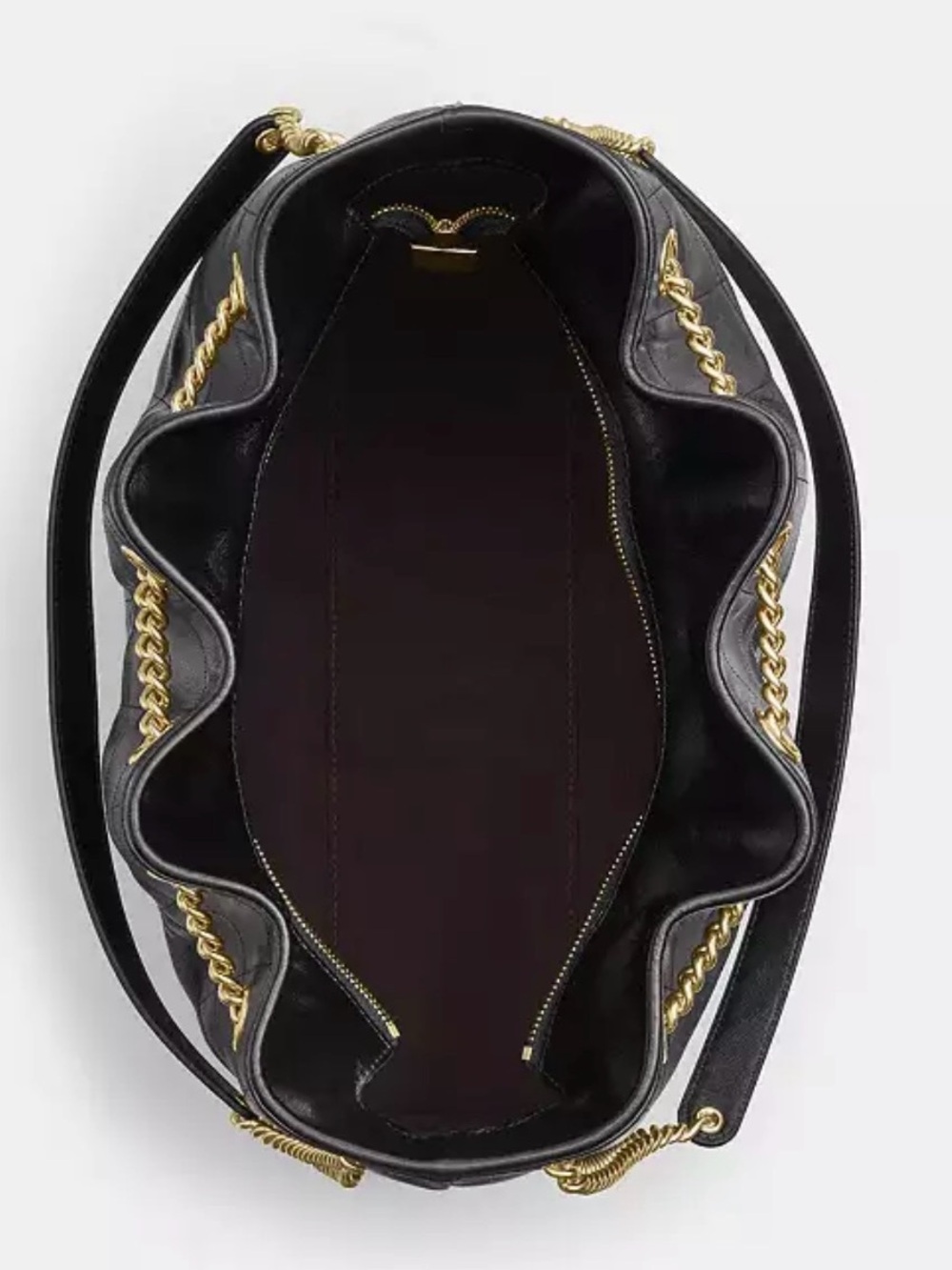 Coach Black Quilted Leather Shoulder Hobo with Gold Chain Trim (Evelyn Large) - Picture 3 of 10